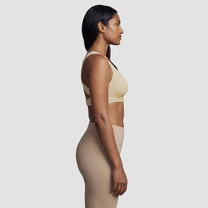 Sculpt wireless posture bra in beige, side view