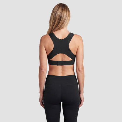 Sculpt posture bra in black, back view of the posture-support back panel